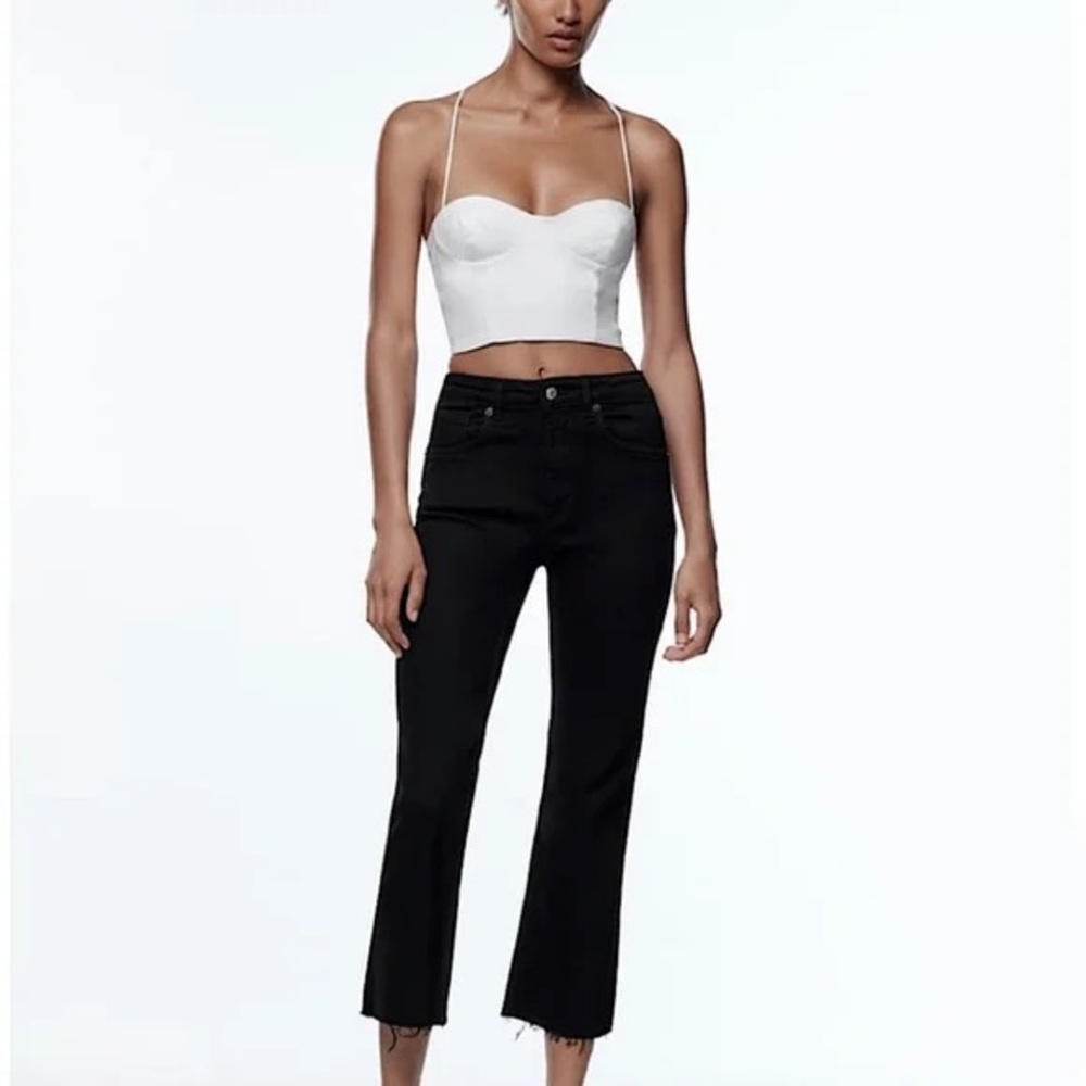 Zara flared cropped high-waist TRF jeans
